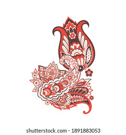 Patrón de vectores Paisley. Ilustración asiática con aislamiento floral