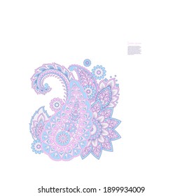 Paisley Vector Pattern. Floral Isolated Asian Illustration