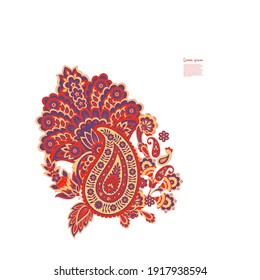 Paisley-Vektormuster. Blorale einzelne asiatische Illustration