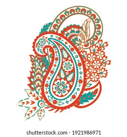 Paisley-Vektormuster. Blorale einzelne asiatische Illustration