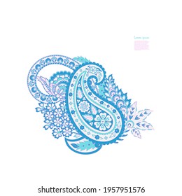 Paisley Vector Pattern. Floral Isolated Asian Illustration