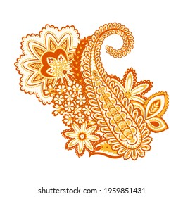 Paisley Vector Pattern. Floral Isolated Asian Illustration