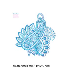 Paisley-Vektormuster. Blorale einzelne asiatische Illustration