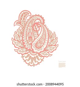 Paisley Vector Pattern. Floral Isolated Asian Illustration