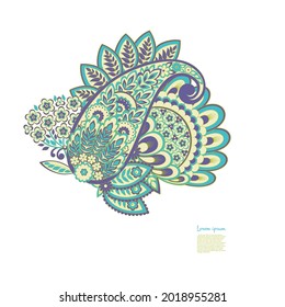 Patrón de vectores Paisley. Ilustración asiática con aislamiento floral