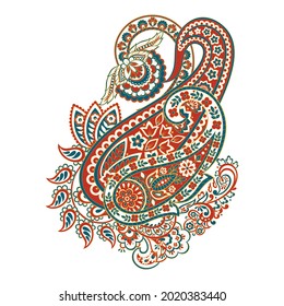 Paisley Vector Pattern. Floral Isolated Asian Illustration