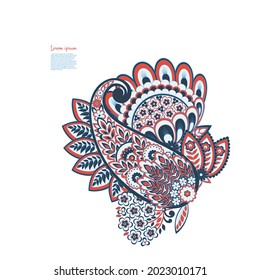 Patrón de vectores Paisley. Ilustración asiática con aislamiento floral