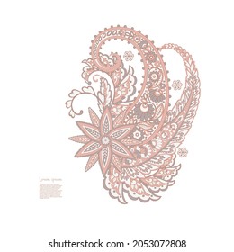 Paisley Vector Pattern. Floral Isolated Asian Illustration