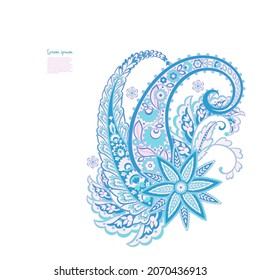 Paisley Vector Pattern. Floral Isolated Asian Illustration