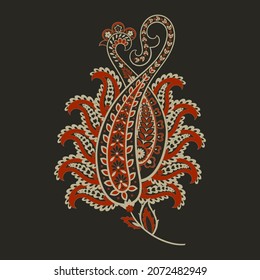 Paisley Vector Pattern. Floral Isolated Asian Illustration