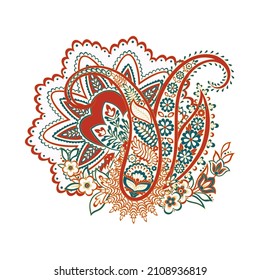 Paisley-Vektormuster. Blorale einzelne asiatische Illustration