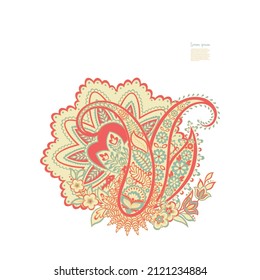 Patrón de vectores Paisley. Ilustración asiática con aislamiento floral