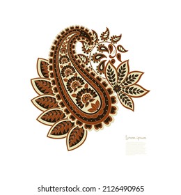 Paisley Vector Pattern. Floral Isolated Asian Illustration