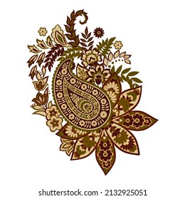 Paisley-Vektormuster. Blorale einzelne asiatische Illustration