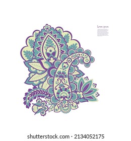 Paisley-Vektormuster. Blorale einzelne asiatische Illustration