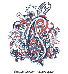 Patrón de vectores Paisley. Ilustración asiática con aislamiento floral