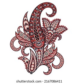 Paisley Vector Pattern. Floral Isolated Asian Illustration