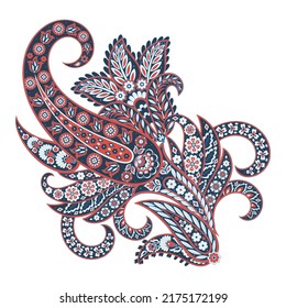 Patrón de vectores Paisley. Ilustración asiática con aislamiento floral