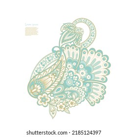 Patrón de vectores Paisley. Ilustración asiática con aislamiento floral