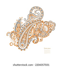 Patrón de vectores Paisley. Ilustración asiática con aislamiento floral