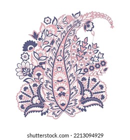 Paisley Vector Pattern. Floral Isolated Asian Illustration