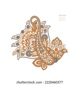 Paisley Vector Pattern. Floral Isolated Asian Illustration