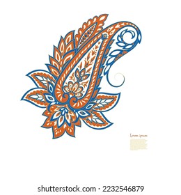 Paisley-Vektormuster. Blorale einzelne asiatische Illustration