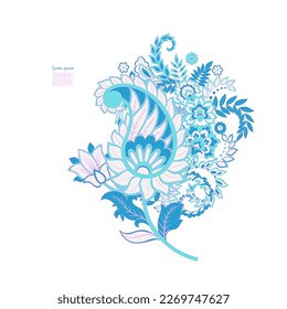 Paisley Vector Pattern. Floral Isolated Asian Illustration