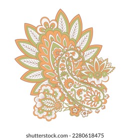 Paisley Vector Pattern. Floral Isolated Asian Illustration
