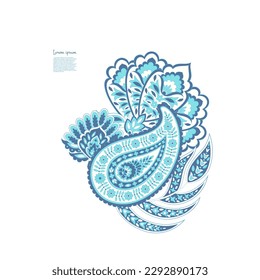 Paisley Vector Pattern. Floral Isolated Asian Illustration