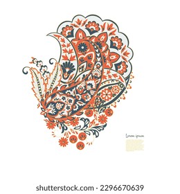 Patrón de vectores Paisley. Ilustración asiática con aislamiento floral