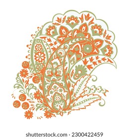 Paisley-Vektormuster. Blorale einzelne asiatische Illustration