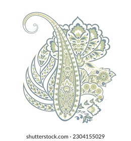 Paisley Vector Pattern. Floral Isolated Asian Illustration