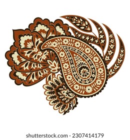 Paisley Vector Pattern. Floral Isolated Asian Illustration
