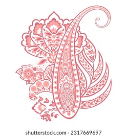 Paisley-Vektormuster. Blorale einzelne asiatische Illustration