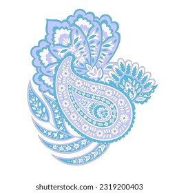 Paisley Vector Pattern. Floral Isolated Asian Illustration