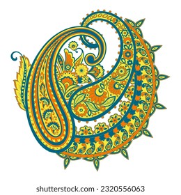 Paisley Vector Pattern. Floral Isolated Asian Illustration