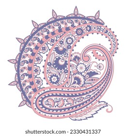Paisley Vector Pattern. Floral Isolated Asian Illustration