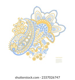 Paisley Vector Pattern. Floral Isolated Asian Illustration