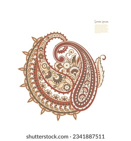 Patrón de vectores Paisley. Ilustración asiática con aislamiento floral