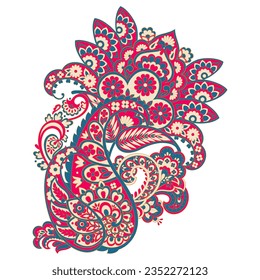 Patrón de vectores Paisley. Ilustración asiática con aislamiento floral