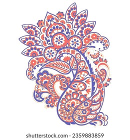 Paisley Vector Pattern. Floral Isolated Asian Illustration