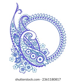 Paisley Vector Pattern. Floral Isolated Asian Illustration