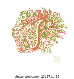 Paisley Vector Pattern. Floral Isolated Asian Illustration