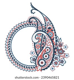 Paisley Vector Pattern. Floral Isolated Asian Illustration