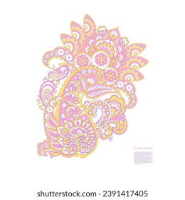 Paisley Vector Pattern. Floral Isolated Asian Illustration