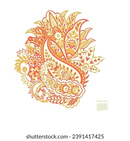 Paisley Vector Pattern. Floral Isolated Asian Illustration