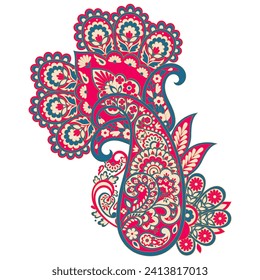 Paisley-Vektormuster. Blorale einzelne asiatische Illustration