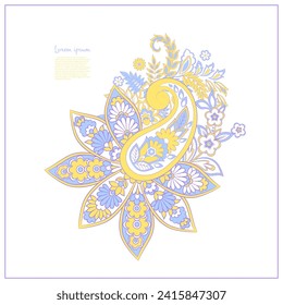 Patrón de vectores Paisley. Ilustración asiática con aislamiento floral