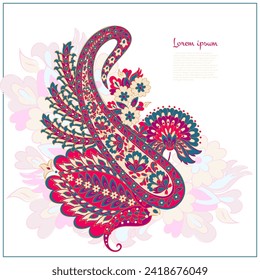 Paisley Vector Pattern. Floral Isolated Asian Illustration
